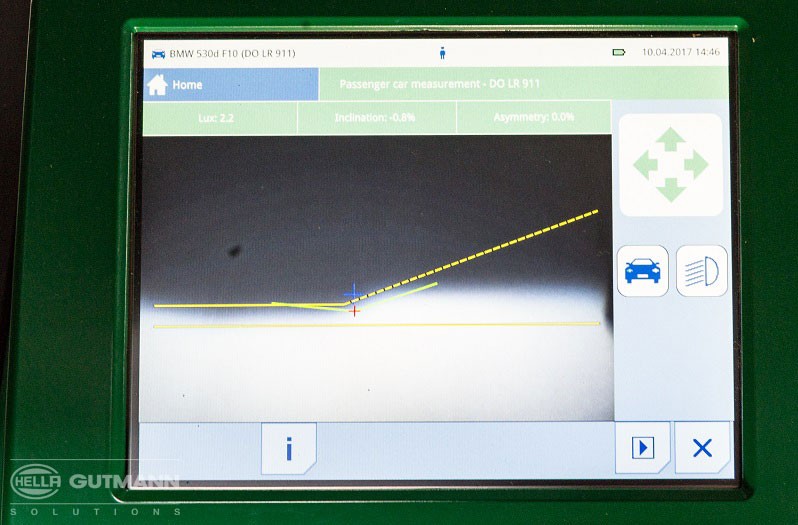 Scheinwerfer einstellen bei einem BMW 530d: Prüfung Abblendlicht (SEG V) Bild 4