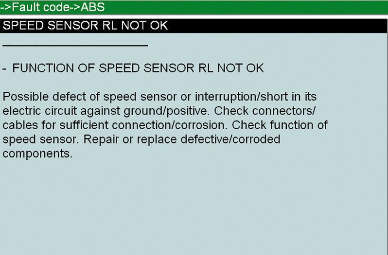 Check ABS sensor: Evaluate details