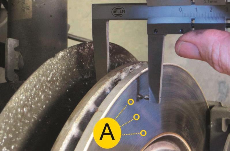 Check the minimum brake disc thickness