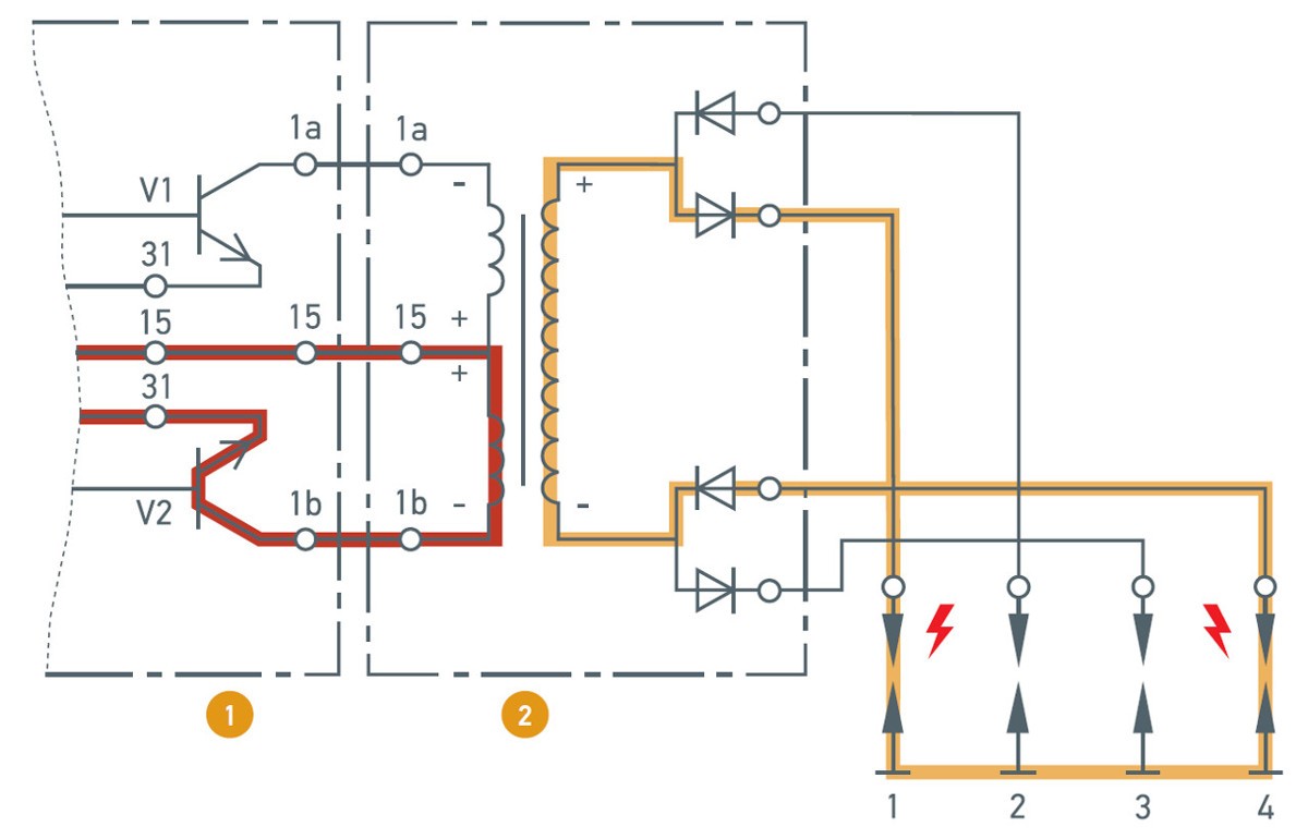 High voltage distribution with four-spark ignition coils