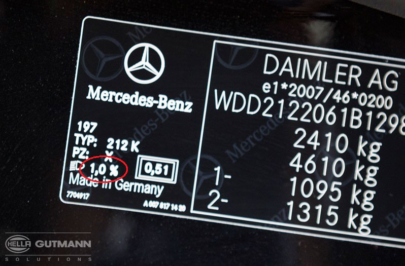 Lamp setting on the Mercedes E-Class: reading the forward inclination