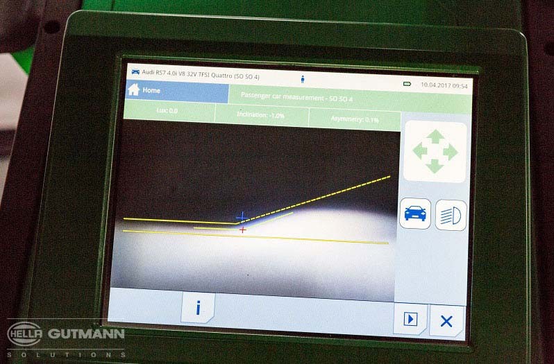 Lamp setting on an Audi A8 4.0i TFSI Quattro: Low beam test SEG V