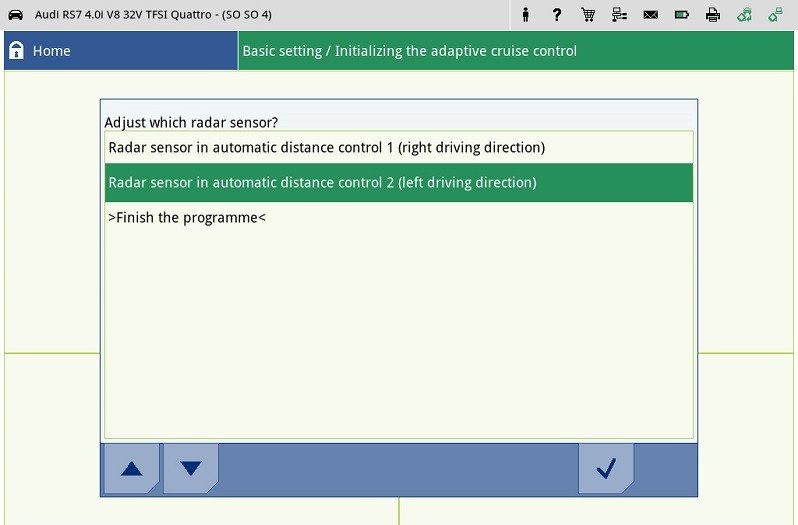Adjusting the ACC radar sensor - Adjusting the second Audi RS 7 sensor