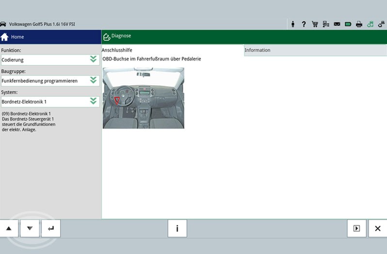 Programming the radio key: Coding or programming the car key: Select the “Coding - Program radio remote control” function