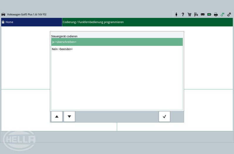 Coding or programming the car key: Enter and confirm the total number of remote controls