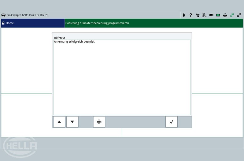 Coding or programming the car key: Confirm entry in the diagnostic device