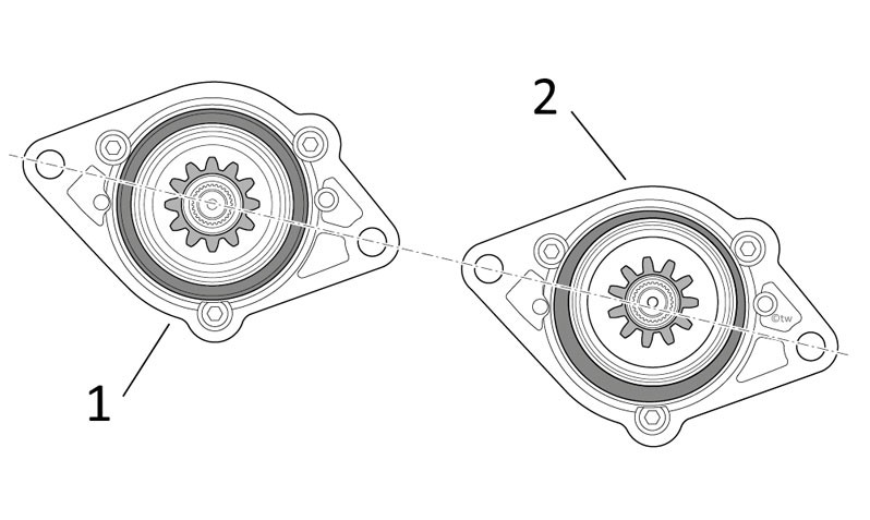 Starter with different number of teeth