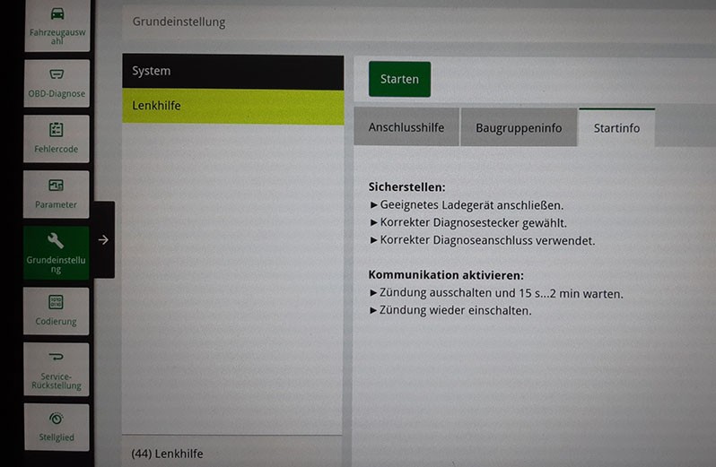 Calibration of steering angle sensor Opel Corsa E