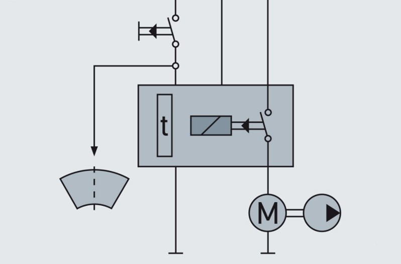 Headlamp cleaning system for a car: Circuit diagram