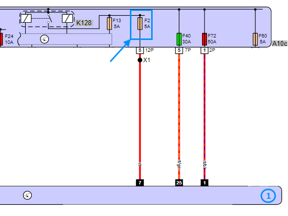 Wiring diagram of the door electronics in the BMW 530d GT F07