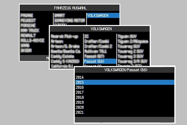 Programmieren der universellen RDKS-Sensoren: Hersteller und RDKS-Sensor auswählen