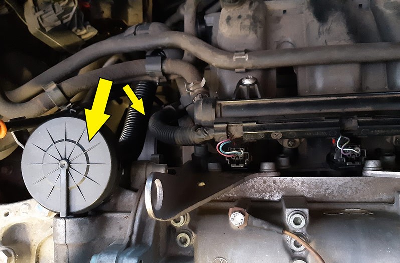 VW Polo 9N vent valve: positioning in the engine compartment